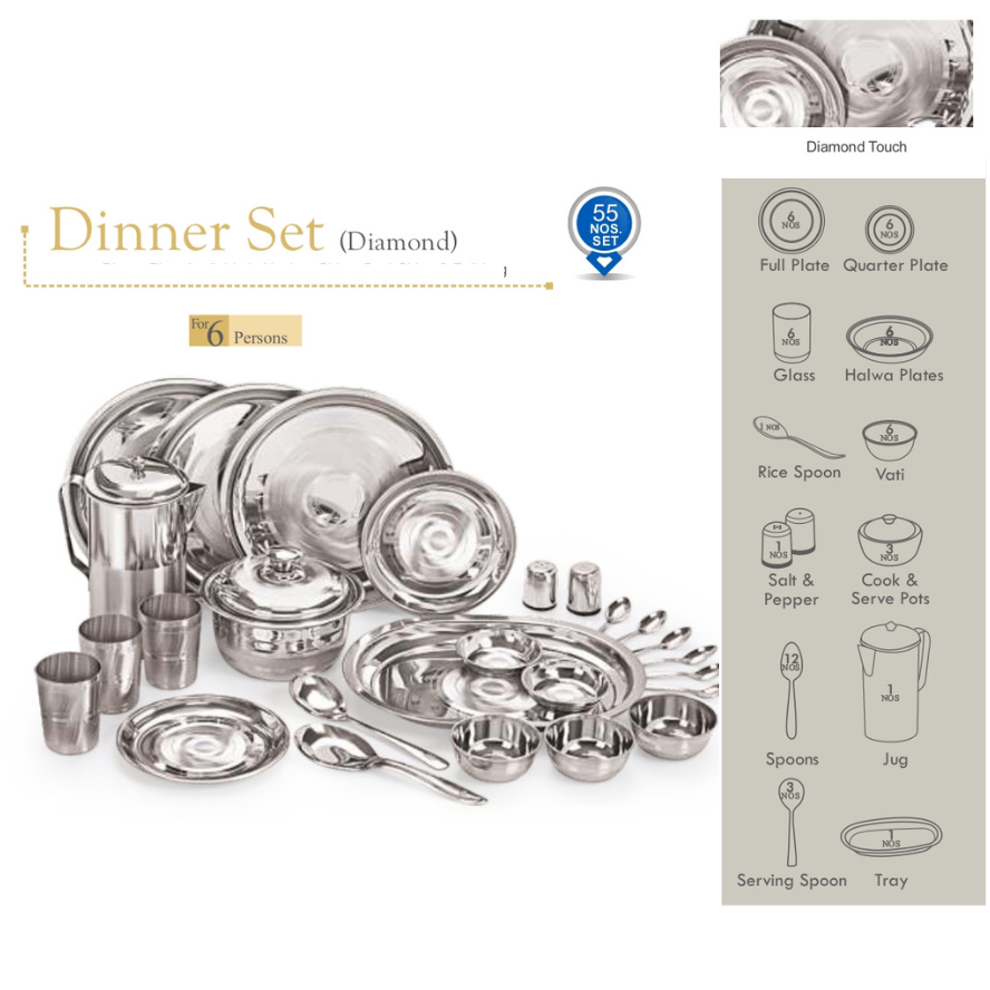 55 pcs Modular Dinner Set - Diamond