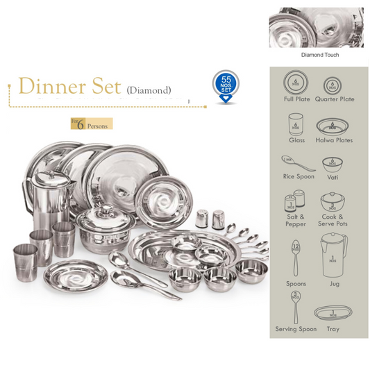 55 pcs Modular Dinner Set - Diamond